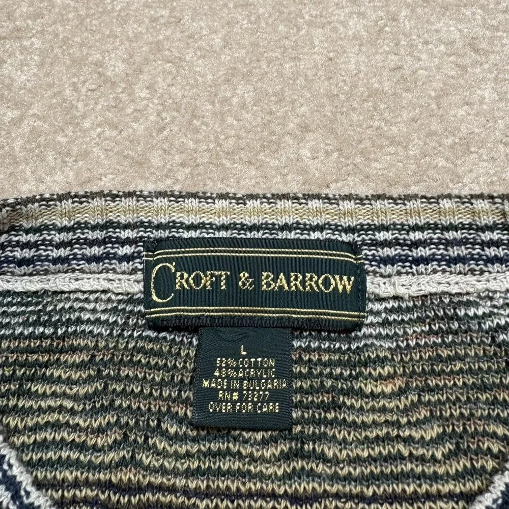 Vtg Croft & Barrow Sweater Men Large Multicolor Argyle Knit Grandpa Crewneck 90s
